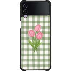 Samsung Galaxy Z Flip4 Case Hülle - Silikon schwarz Green vichy tulips 2026