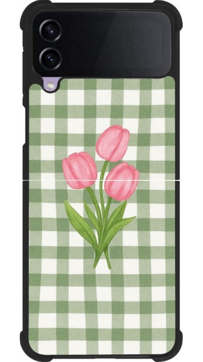 Samsung Galaxy Z Flip4 Case Hülle - Silikon schwarz Green vichy tulips 2026