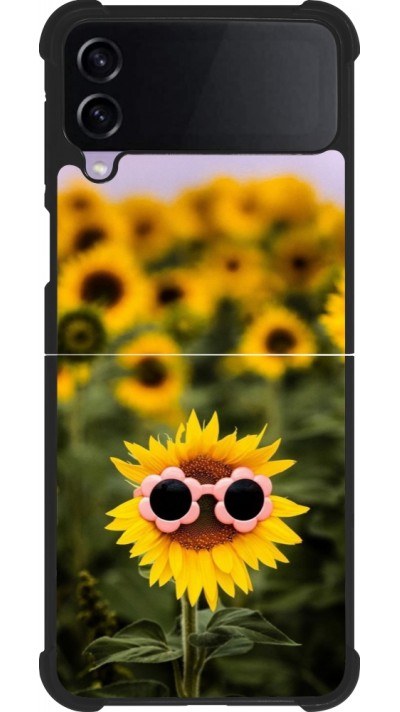 Samsung Galaxy Z Flip4 Case Hülle - Silikon schwarz Sunflower with glasses 2026