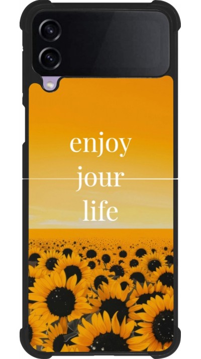 Samsung Galaxy Z Flip4 Case Hülle - Silikon schwarz Summer 2025 Enjoy your life