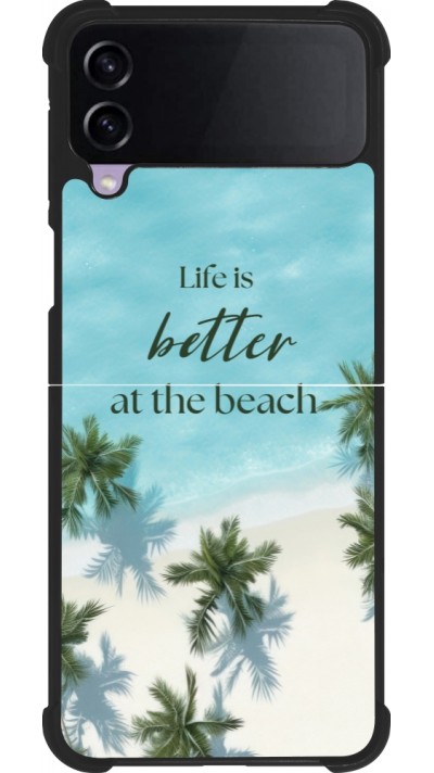 Samsung Galaxy Z Flip4 Case Hülle - Silikon schwarz Summer 2025 Life is better at the beach