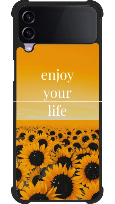 Samsung Galaxy Z Flip4 Case Hülle - Silikon schwarz Summer 2026 Enjoy your life