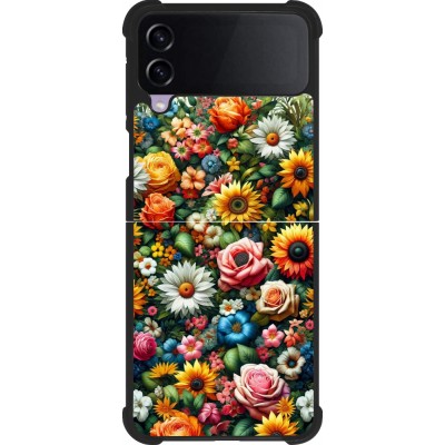 Samsung Galaxy Z Flip4 Case Hülle - Silikon schwarz Sommer Blumenmuster