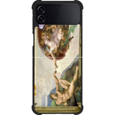 Samsung Galaxy Z Flip4 Case Hülle - Silikon schwarz Kunstbild - Die Erschaffung Adams - Michelangelo