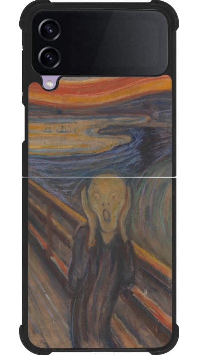 Coque Samsung Galaxy Z Flip4 - Silicone rigide noir Tableau art - Le Cri - Edvard Munch