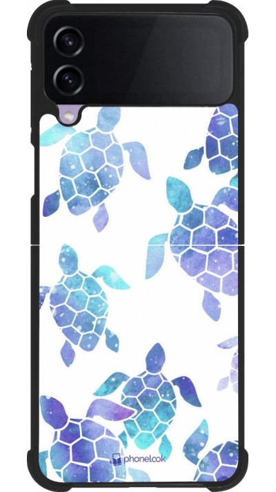 Samsung Galaxy Z Flip4 Case Hülle - Silikon schwarz Turtles pattern watercolor