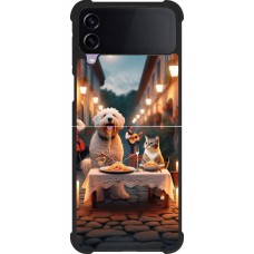 Samsung Galaxy Z Flip4 Case Hülle - Silikon schwarz Valentin 2024 Hund & Katze Kerzenlicht