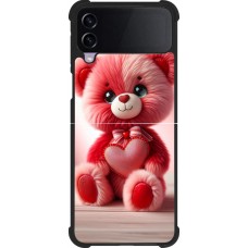 Samsung Galaxy Z Flip4 Case Hülle - Silikon schwarz Valentin 2024 Rosaroter Teddybär