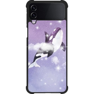 Samsung Galaxy Z Flip4 Case Hülle - Silikon schwarz Whale in sparking stars