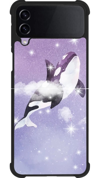 Samsung Galaxy Z Flip4 Case Hülle - Silikon schwarz Whale in sparking stars