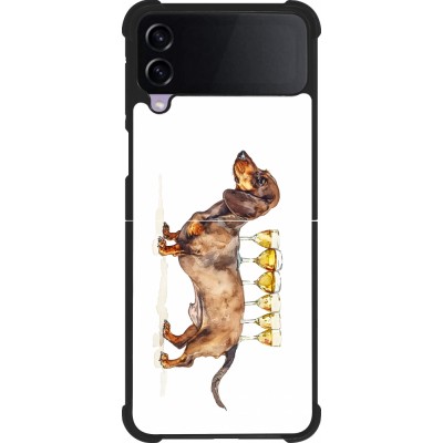 Samsung Galaxy Z Flip4 Case Hülle - Silikon schwarz Wine Teckel