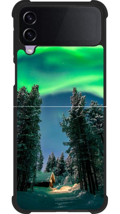 Samsung Galaxy Z Flip4 Case Hülle - Silikon schwarz Winter 22 Northern Lights