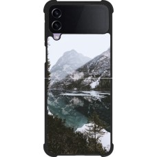 Samsung Galaxy Z Flip4 Case Hülle - Silikon schwarz Winter 22 snowy mountain and lake