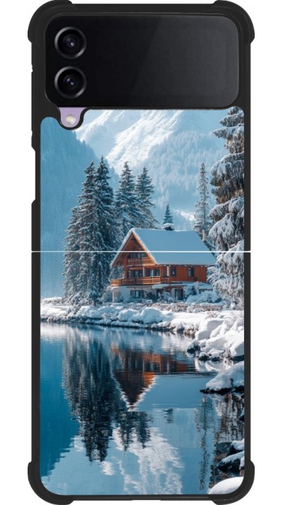 Samsung Galaxy Z Flip4 Case Hülle - Silikon schwarz Winter 25 Winter house forest day