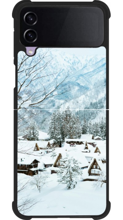 Samsung Galaxy Z Flip4 Case Hülle - Silikon schwarz Winter 25 Winter snowy landscape