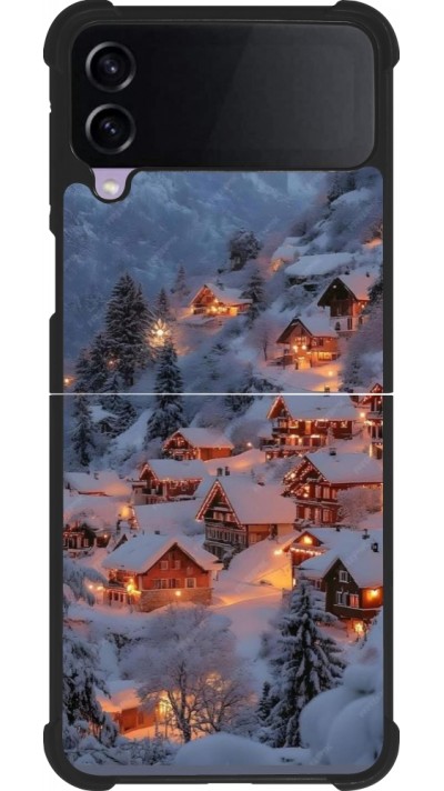 Samsung Galaxy Z Flip4 Case Hülle - Silikon schwarz Winter 25 Winter snowy village