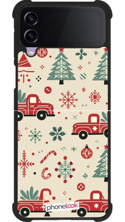 Samsung Galaxy Z Flip4 Case Hülle - Silikon schwarz Weihnachten 2024 Lkw Tanne