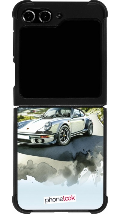 Samsung Galaxy Z Flip5 Case Hülle - Silikon schwarz Porsche 911 Berg Aquarell
