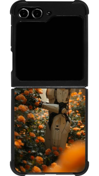 Coque Samsung Galaxy Z Flip5 - Silicone rigide noir Astronaut flowers 2025