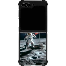 Samsung Galaxy Z Flip5 Case Hülle - Silikon schwarz Astro Schweiz auf dem Mond