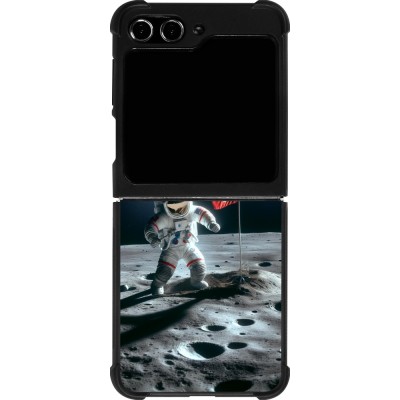 Samsung Galaxy Z Flip5 Case Hülle - Silikon schwarz Astro Schweiz auf dem Mond
