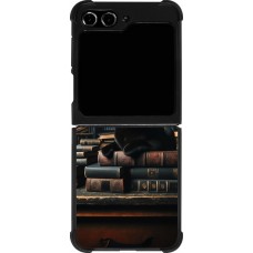 Samsung Galaxy Z Flip5 Case Hülle - Silikon schwarz Katze Bücher dunkel