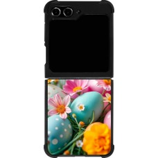 Samsung Galaxy Z Flip5 Case Hülle - Silikon schwarz Easter 2026 Eggs with flowers