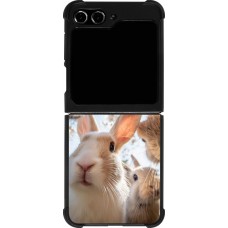 Samsung Galaxy Z Flip5 Case Hülle - Silikon schwarz Easter 2026 Rabbits