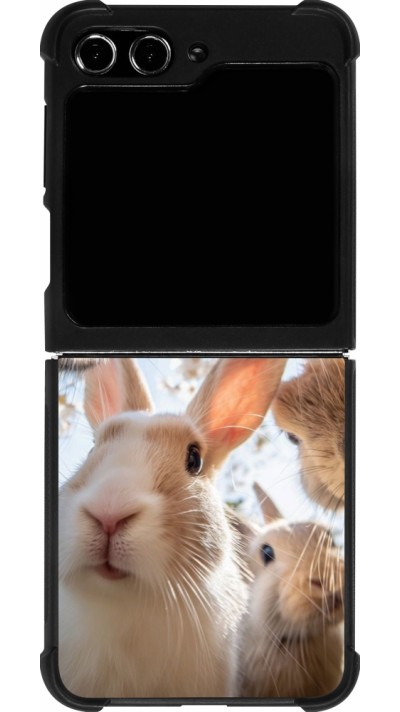 Samsung Galaxy Z Flip5 Case Hülle - Silikon schwarz Easter 2026 Rabbits