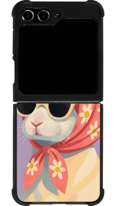 Samsung Galaxy Z Flip5 Case Hülle - Silikon schwarz Easter 2026 Rabbit with scarf