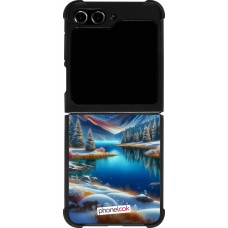 Samsung Galaxy Z Flip5 Case Hülle - Silikon schwarz Fantasiebergsee Himmel Sterne