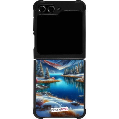 Samsung Galaxy Z Flip5 Case Hülle - Silikon schwarz Fantasiebergsee Himmel Sterne