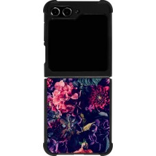Samsung Galaxy Z Flip5 Case Hülle - Silikon schwarz Flowers Dark