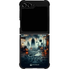 Samsung Galaxy Z Flip5 Case Hülle - Silikon schwarz Halloween Spukstadt