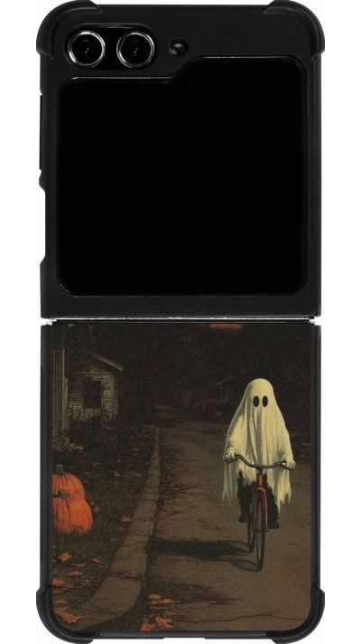 Samsung Galaxy Z Flip5 Case Hülle - Silikon schwarz Halloween 2025 Ghost on a bicycle Samsung Galaxy Z Flip5 Case Hülle - Silikon schwarz Halloween 2025 Ghost on a bicycle