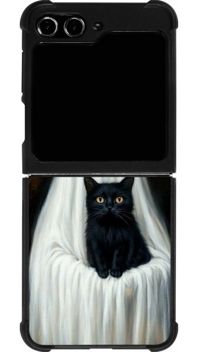 Samsung Galaxy Z Flip5 Case Hülle - Silikon schwarz Halloween 2025 Ghost with black cat Samsung Galaxy Z Flip5 Case Hülle - Silikon schwarz Halloween 2025 Ghost with black cat