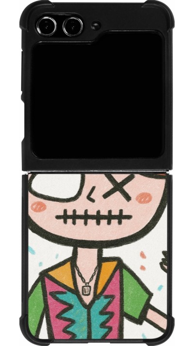 Coque Samsung Galaxy Z Flip5 - Silicone rigide noir Little Girl Sketch