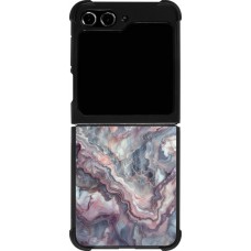 Samsung Galaxy Z Flip5 Case Hülle - Silikon schwarz Violetter silberner Marmor