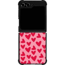 Coque Samsung Galaxy Z Flip5 - Silicone rigide noir Mom 2024 petits coeurs