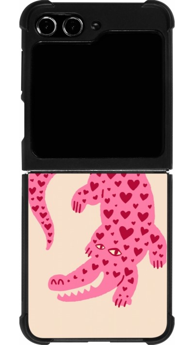 Samsung Galaxy Z Flip5 Case Hülle - Silikon schwarz Pink crocodile 2026