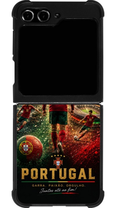 Samsung Galaxy Z Flip5 Case Hülle - Silikon schwarz Fussball Portugal splash 2026