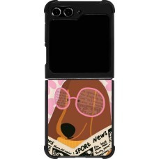 Samsung Galaxy Z Flip5 Case Hülle - Silikon schwarz Dog with newspaper 2026