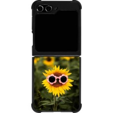 Samsung Galaxy Z Flip5 Case Hülle - Silikon schwarz Sunflower with glasses 2026