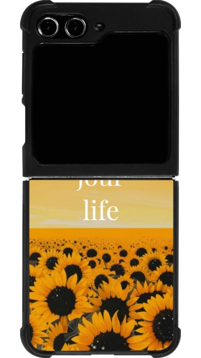 Samsung Galaxy Z Flip5 Case Hülle - Silikon schwarz Summer 2025 Enjoy your life