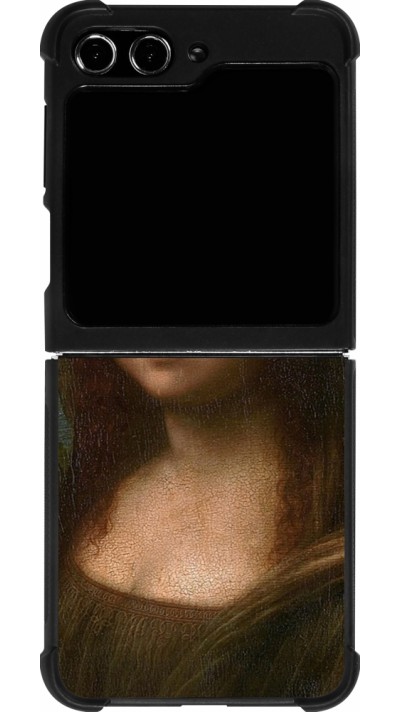 Coque Samsung Galaxy Z Flip5 - Silicone rigide noir Tableau art - La Joconde - Léonard de Vinci