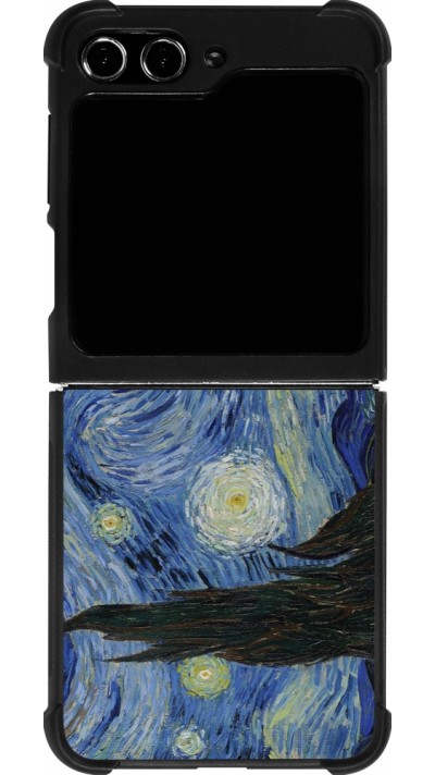 Coque Samsung Galaxy Z Flip5 - Silicone rigide noir Tableau art - La Nuit étoilée - Van Gogh