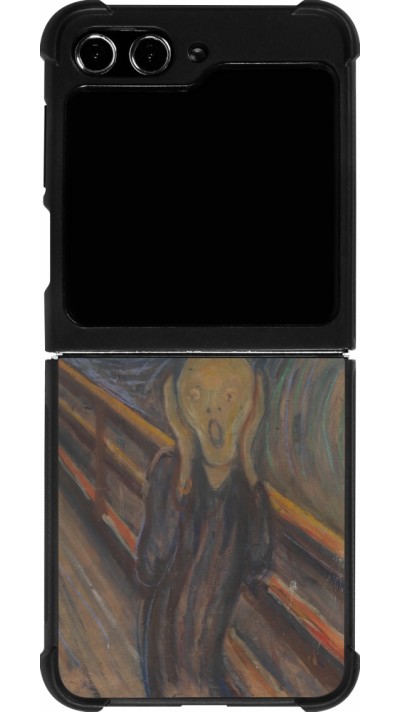 Coque Samsung Galaxy Z Flip5 - Silicone rigide noir Tableau art - Le Cri - Edvard Munch