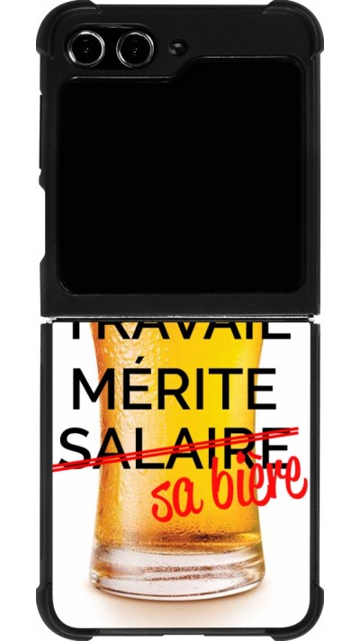 Coque Samsung Galaxy Z Flip5 - Silicone rigide noir Tout travail mérite sa bière