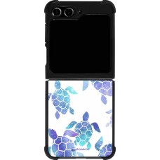 Samsung Galaxy Z Flip5 Case Hülle - Silikon schwarz Turtles pattern watercolor