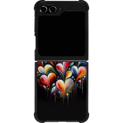 Samsung Galaxy Z Flip5 Case Hülle - Silikon schwarz Valentin 2024 Schwarzes Herz Abstrakt